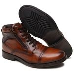 Bota Casual Coturno Masculino Couro Social Urbano Atacador Forrada Detalhada Zíper Whisky