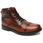 Bota Casual Coturno Masculino Couro Social Urbano Atacador Forrada Detalhada Zíper Whisky