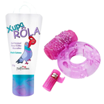 Kit Gel beijável Xupa Rola sabor chocolate e Anel Peniano a Bateria