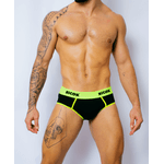 CUECA SLIP NEON ID! PRETO COM VERDE