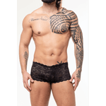 Calcinha Shorts Renda Masculina Preta