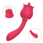 Vibrador ponto G e estimulador com língua - Formato de Rosa - Recarregável 