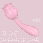 Vibrador ponto G e estimulador com língua - Formato de Rosa - Recarregável 