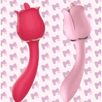 Vibrador ponto G e estimulador com língua - Formato de Rosa - Recarregável 