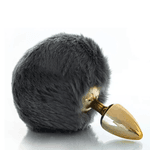 Prazer Anal Plug Anal Pompom Cinza - Tamanho P