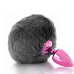 Prazer Anal Plug Anal Pompom Cinza - Tamanho P