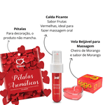  Kit Noite Perfeita - Petálas, calda picante e vela de massagem