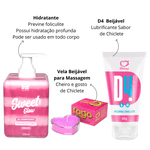 KIT CHICLETE DOS SENTIDOS - Lubrificante sabor chiclete, hidratante sweet glow e vela para massagem de chilete