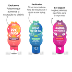KIT SENSUAL "DEUSES DO PRAZER" - gel clitoriano excitante, Gel beijável e Facilitador anal 