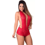Body Em Renda Frente Única Sensual - Vermelho