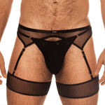 Calcinha Masculina + Cinta-liga Slay - Preta