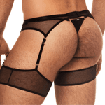 Calcinha Masculina + Cinta-liga Slay - Preta