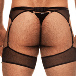 Calcinha Masculina + Cinta-liga Slay - Preta