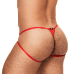 Calcinha masculinha - Thong Fio DiV - renda com regulagem - Cor Vermelha 