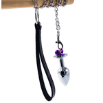 Plug anal em aço com sino e corrente - Tamanho P - Roxo