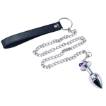 Plug anal em aço com sino e corrente - Tamanho P - Roxo