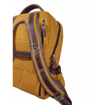 Mochila Rosa dos Ventos em Lona Nova Caramelo com Detalhes em Couro.
