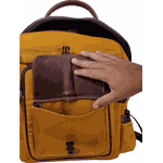 Mochila Rosa dos Ventos em Lona Nova Caramelo com Detalhes em Couro.