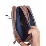 Necessaire de mão dupla em couro legitimo original com alça de pulso 