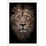 Leão 02 - Quadro com Moldura - Preto, Marrom, Rústica ou Branco