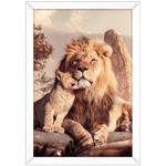 Leão 05 - Quadro com Moldura - Preto, Marrom, Rústica ou Branco