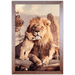 Leão 05 - Quadro com Moldura - Preto, Marrom, Rústica ou Branco