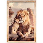 Leão 05 - Quadro com Moldura - Preto, Marrom, Rústica ou Branco