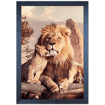 Leão 05 - Quadro com Moldura - Preto, Marrom, Rústica ou Branco