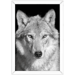 Lobo 02 - Quadro com Moldura - Preto, Marrom, Rústica ou Branco