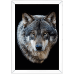 Lobo 03 - Quadro com Moldura - Preto, Marrom, Rústica ou Branco