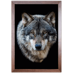 Lobo 03 - Quadro com Moldura - Preto, Marrom, Rústica ou Branco