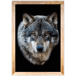 Lobo 03 - Quadro com Moldura - Preto, Marrom, Rústica ou Branco