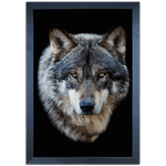 Lobo 03 - Quadro com Moldura - Preto, Marrom, Rústica ou Branco