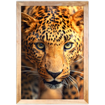 Onça 01 - Quadro com Moldura - Preto, Marrom, Rústica ou Branco