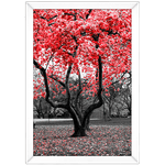 Branco e Vermelho 01 - Quadro com Moldura - Preto, Marrom, Rústica ou Branco