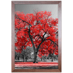 Branco e Vermelho 04 - Quadro com Moldura - Preto, Marrom, Rústica ou Branco