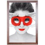 Branco e Vermelho 05 - Quadro com Moldura - Preto, Marrom, Rústica ou Branco