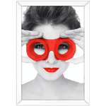 Branco e Vermelho 05 - Quadro com Moldura - Preto, Marrom, Rústica ou Branco