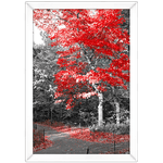 Branco e Vermelho 06 - Quadro com Moldura - Preto, Marrom, Rústica ou Branco