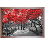 Branco e Vermelho 10 - Quadro com Moldura - Preto, Marrom, Rústica ou Branco