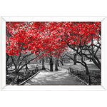 Branco e Vermelho 10 - Quadro com Moldura - Preto, Marrom, Rústica ou Branco