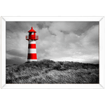 Branco e Vermelho 11 - Quadro com Moldura - Preto, Marrom, Rústica ou Branco