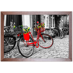 Branco e Vermelho 16 - Quadro com Moldura - Preto, Marrom, Rústica ou Branco