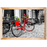 Branco e Vermelho 16 - Quadro com Moldura - Preto, Marrom, Rústica ou Branco