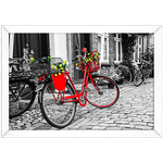 Branco e Vermelho 16 - Quadro com Moldura - Preto, Marrom, Rústica ou Branco