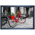 Branco e Vermelho 16 - Quadro com Moldura - Preto, Marrom, Rústica ou Branco