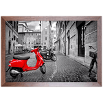 Branco e Vermelho 17 - Quadro com Moldura - Preto, Marrom, Rústica ou Branco