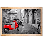 Branco e Vermelho 17 - Quadro com Moldura - Preto, Marrom, Rústica ou Branco