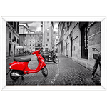 Branco e Vermelho 17 - Quadro com Moldura - Preto, Marrom, Rústica ou Branco