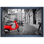 Branco e Vermelho 17 - Quadro com Moldura - Preto, Marrom, Rústica ou Branco